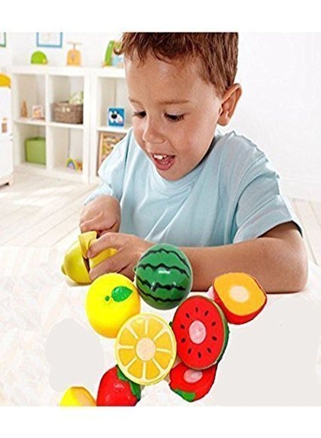 MKY® Realistic Sliceable Pack of 8 Pcs Fruits Cutting Play Toy Set, Can Be Cut in 2 Parts,Plastic (Multicolor) - Image 2